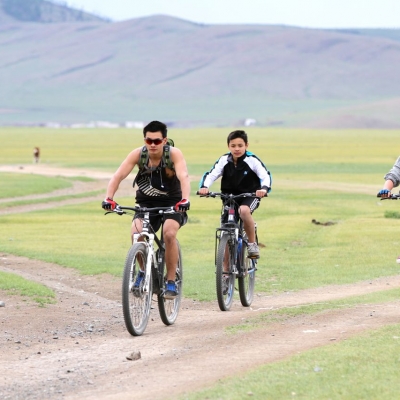 Cycle Touring - Three kids riding