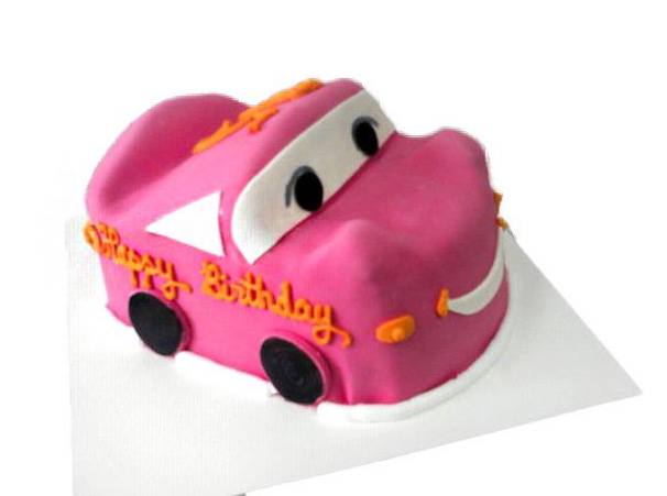 Pink Fondant Car Cake2