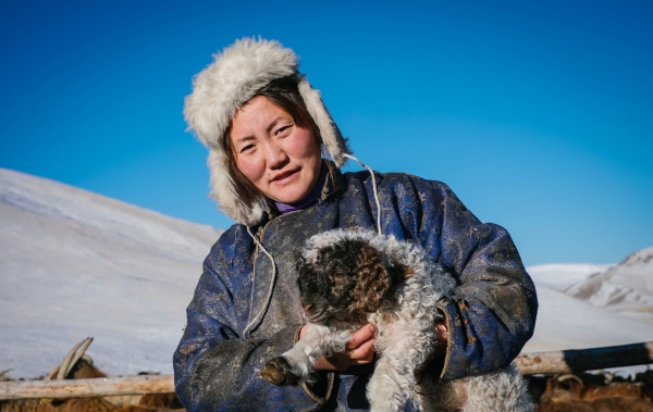 Woman and goat